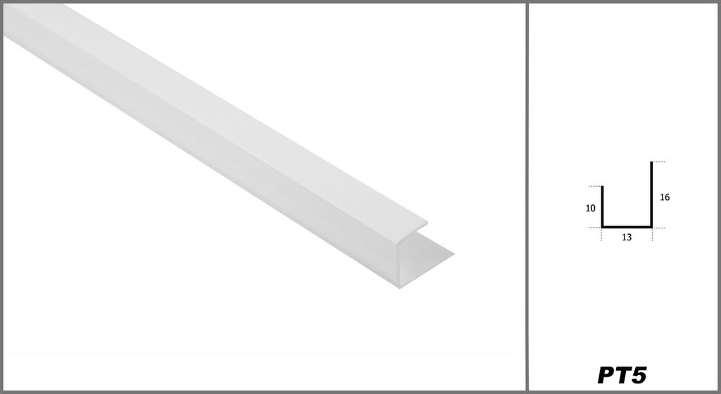 PVC U-Profil weiß - Maße : 24 x 20 x 1,7 mm