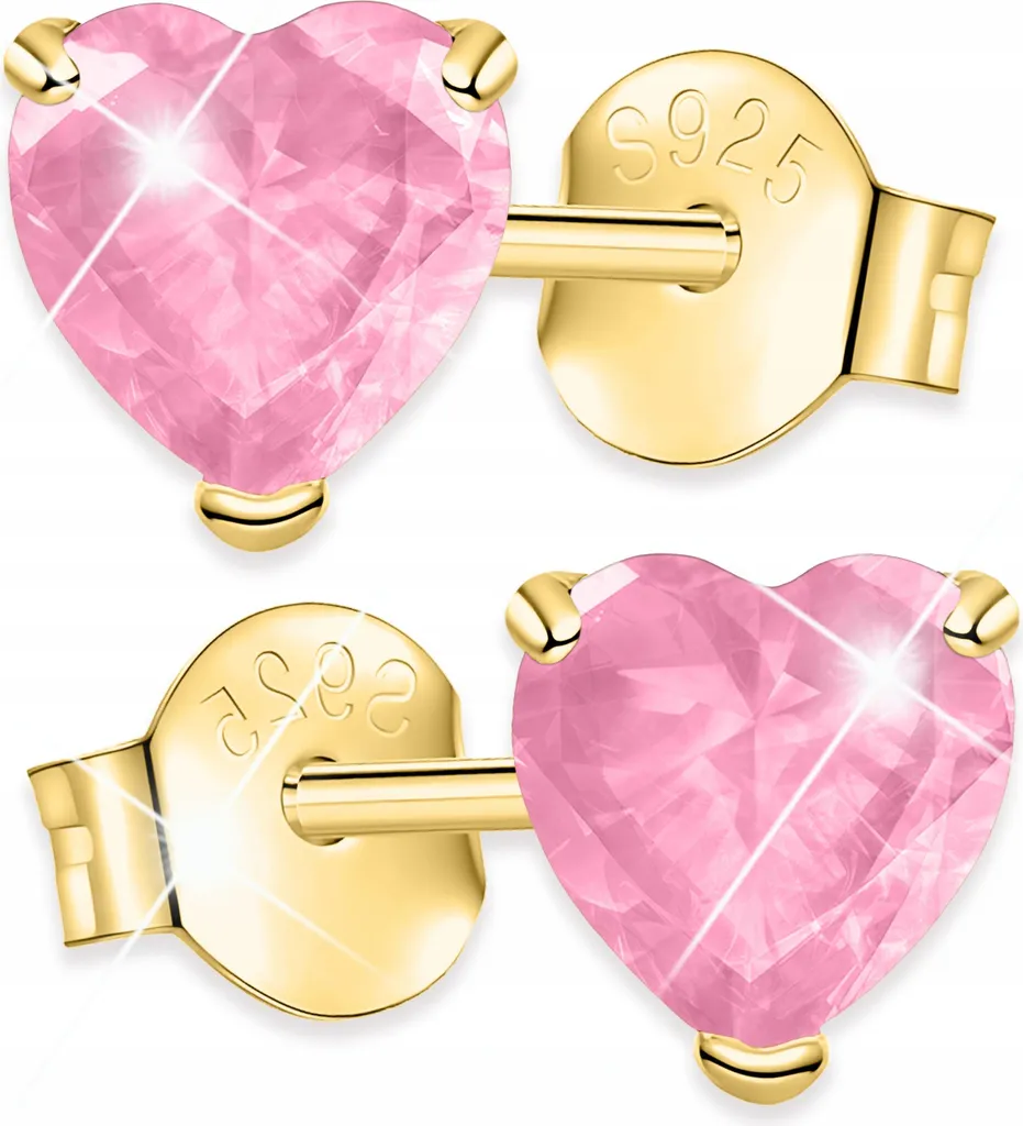 Orecchini Argento 925 Cuore Rosa e Zirconi | Prezzo Fabbrica Online