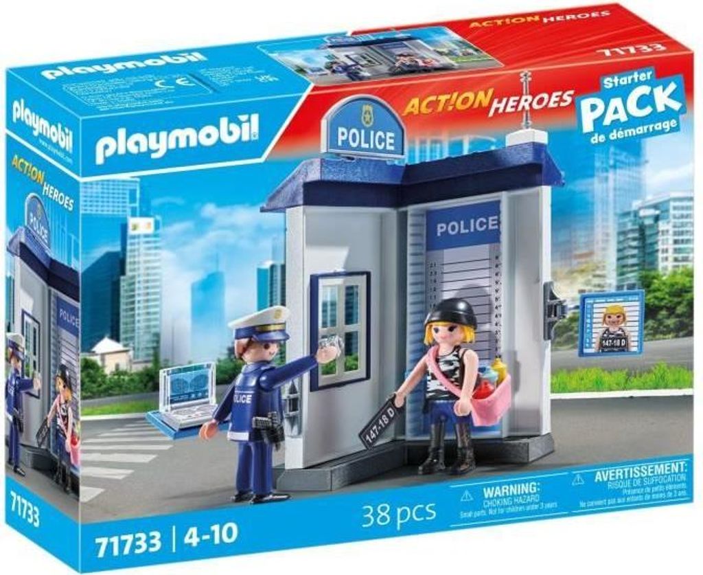 PLAYMOBIL Action Heroes Polizeiverhörraum mit Fingerabdruck-Set, 38 Teile, Ab 4 Jahren, Polizisten