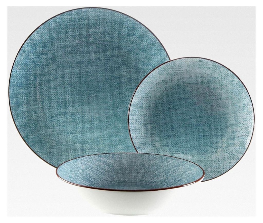 18-teiliges Geschirrset aus Stoff, moderner Stil, 3 x 26,5 x 26,5 cm, Porzellan, Blau