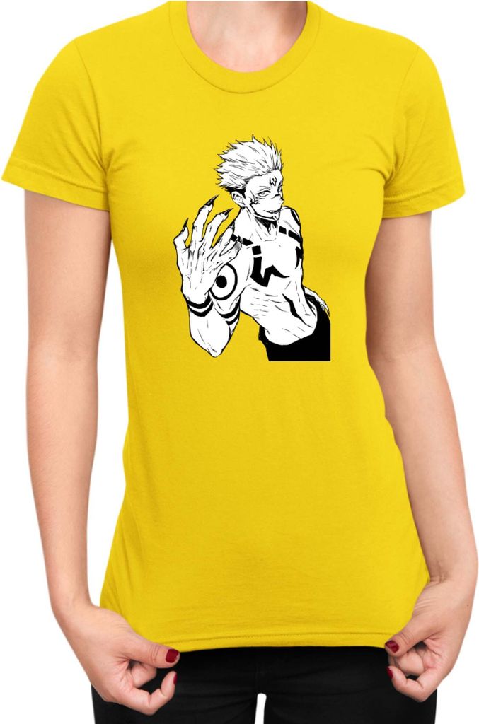 Damen T-Shirt Japan Anime Manga Jujutsu Anime Manga Kaisen Itadori Sukuna 02, Lady 2XL / Gelb
