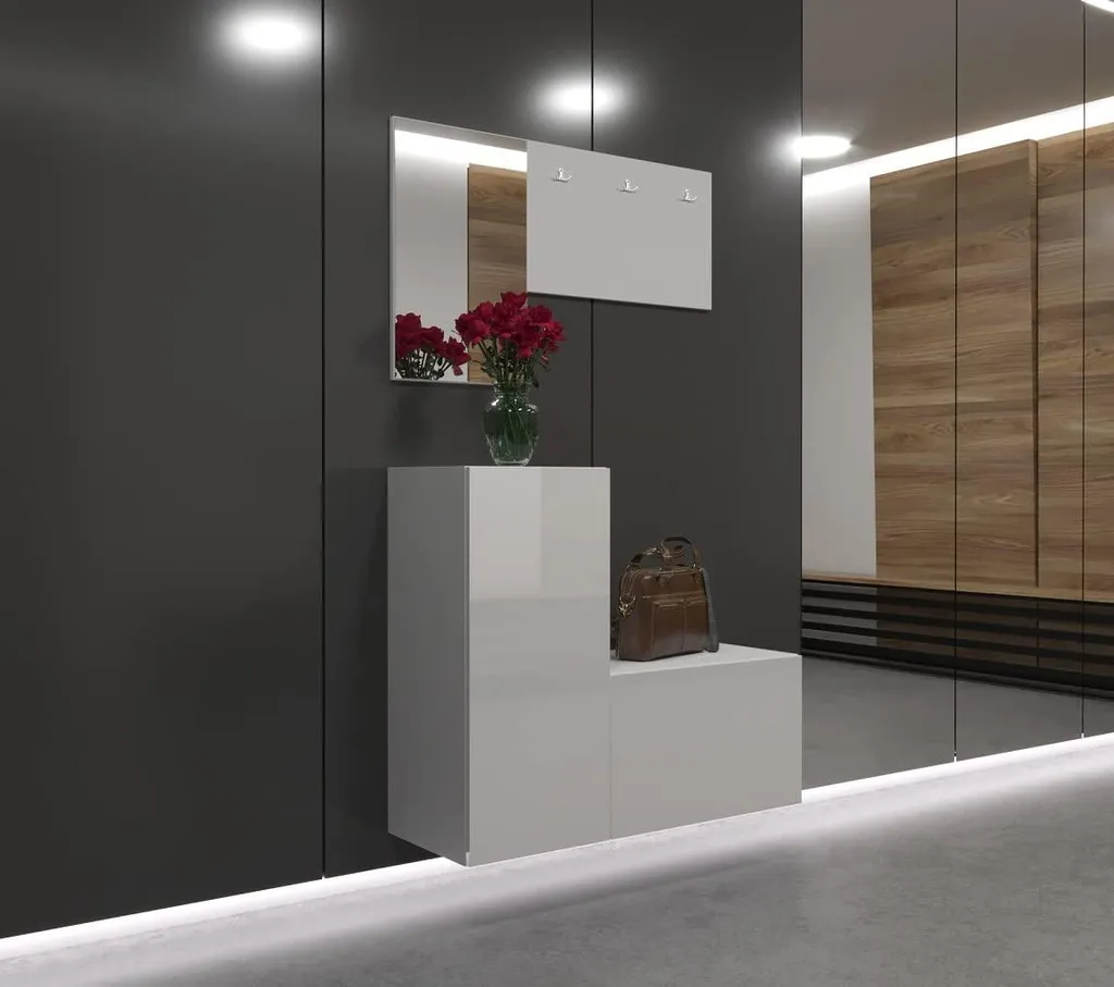 Furnitech F17 Meuble de vestiaire d'entrée complet GF17-21W-HG2 Blanc