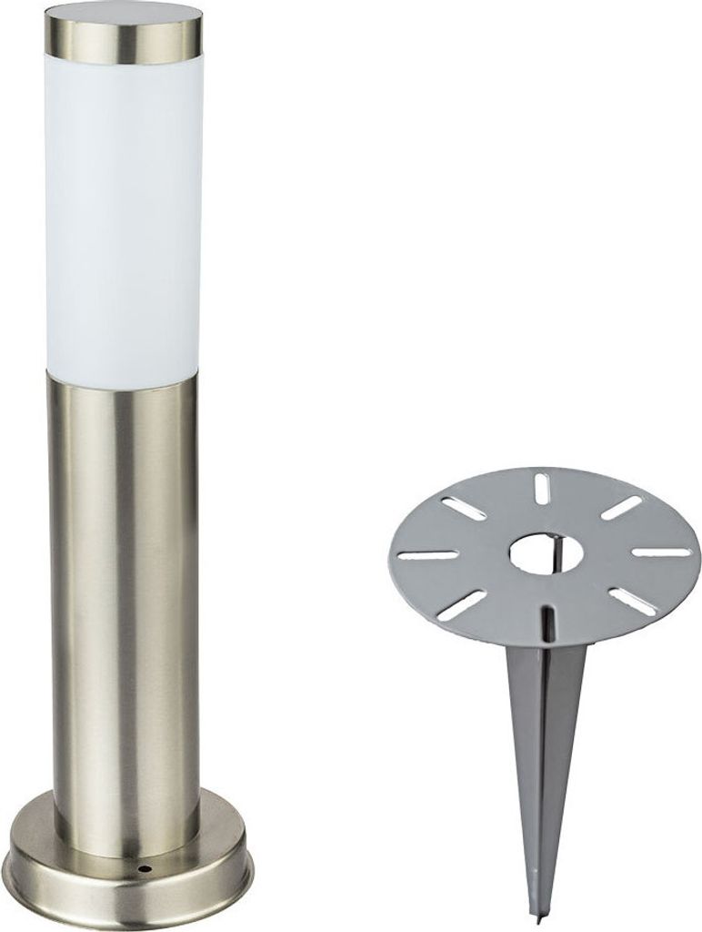 LED Stehlampe, Edelstahl silber, Erdspieß