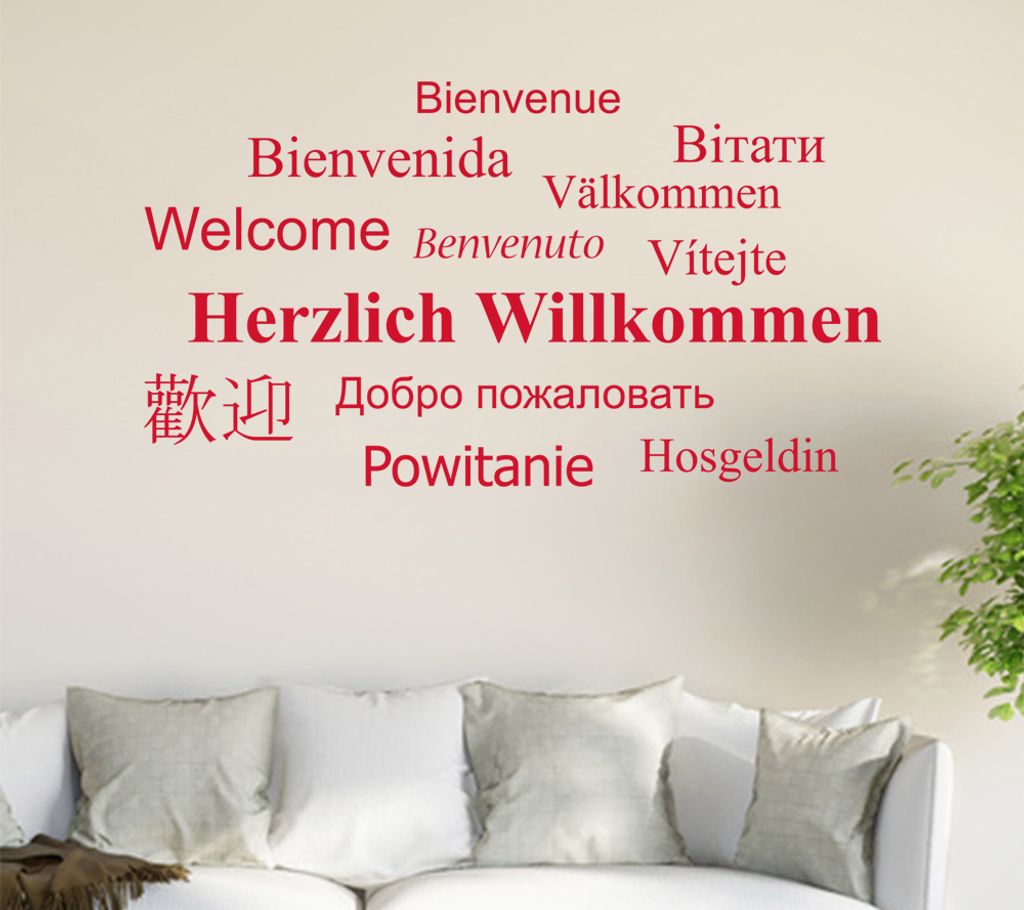 Herzlich Willkommen Wandtattoo in 6 Größen - Wandaufkleber Wall Sticker - Dekoration, Küche, Wohnzimmer, Schlafzimmer, Badezimmer