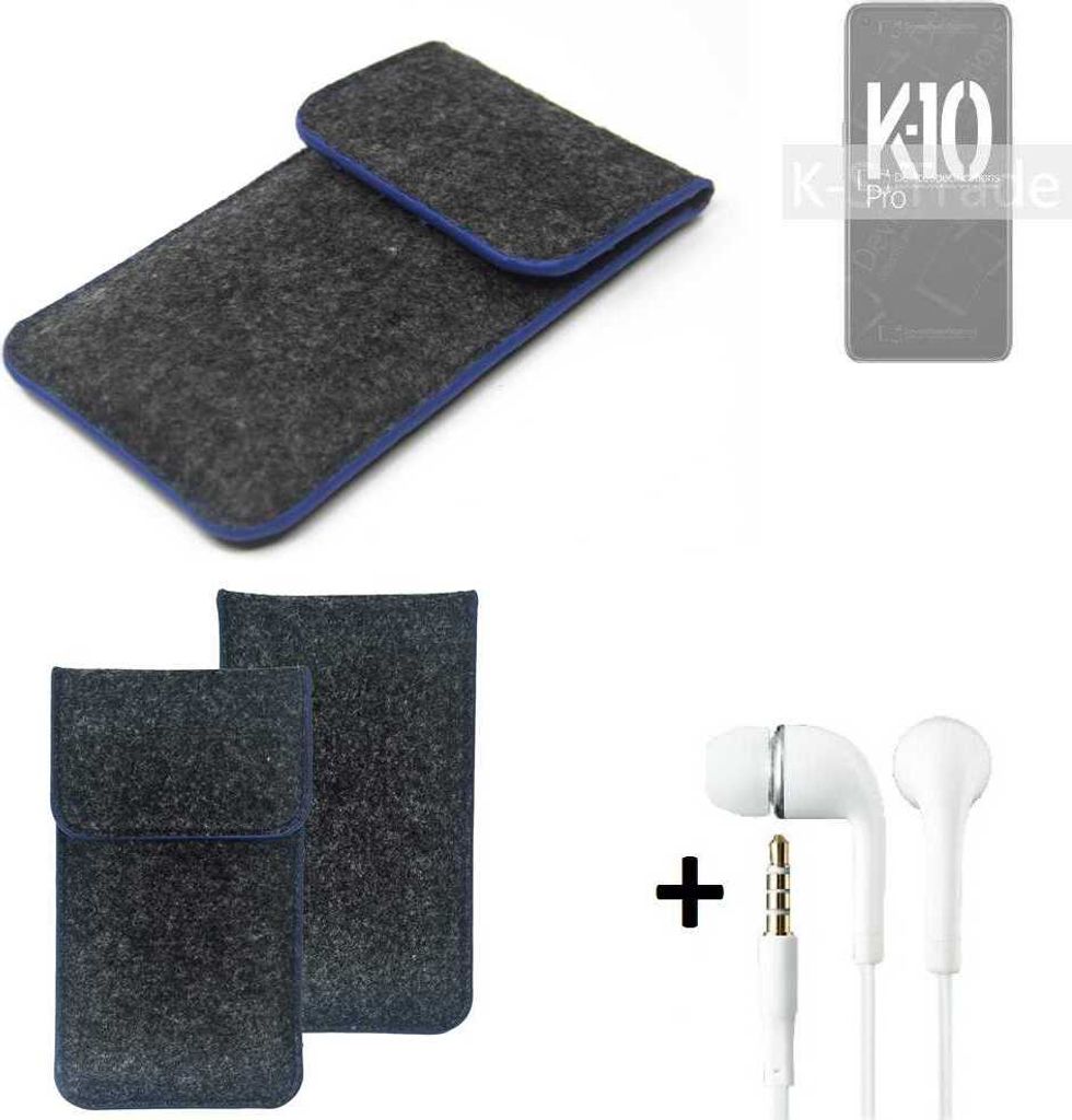 K-S-Trade Handy Schutz Hülle kompatibel mit Oppo K10 Pro Schutzhülle Handyhülle Filztasche Pouch Tasche Case Sleeve Filzhülle dunkelgrau, blauer