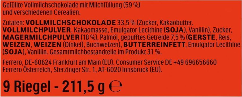 Kinder Country nadziewana mleczna czekolada z płatkami Zdjęcie produktu 5