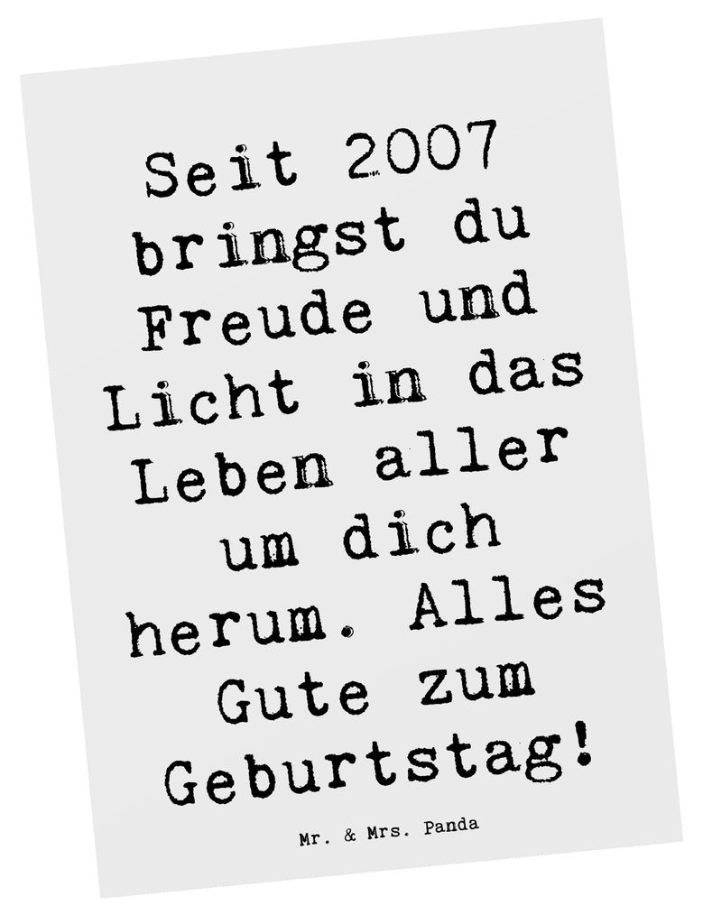 Mr. & Mrs. Panda Postkarte Spruch 2007 Geburtstag - Weiß - Geschenk, Ansichtskarten, Leben, Geburtstagsgeschenk, Alter, unvergessliche Augenblicke...