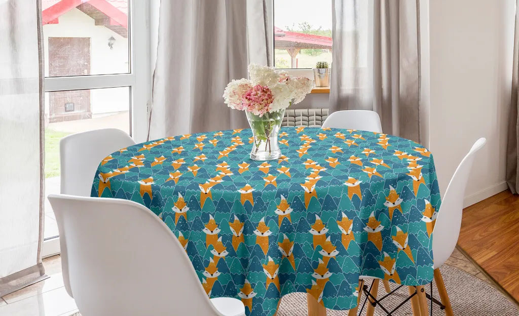 ABAKUHAUS Tovaglia Rotonda Volpi 150cm Arancione Blu Mare - Shop Online