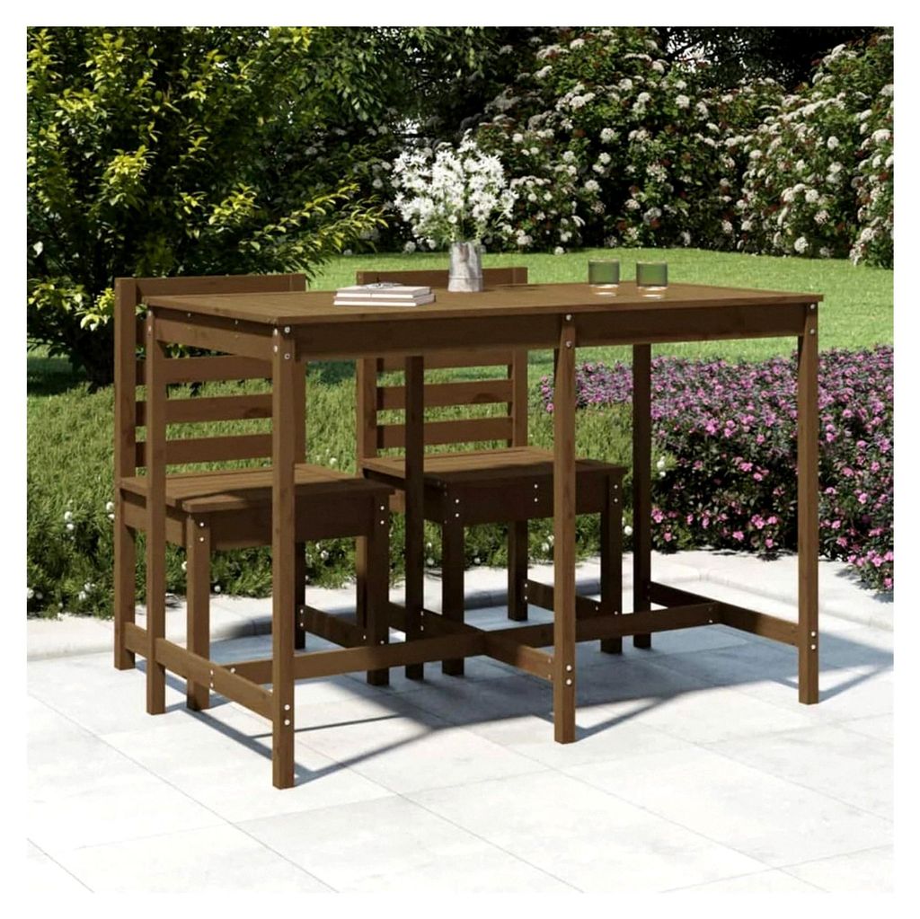 Gartentisch aus massivem Kiefernholz, 159,5x82,5x110 cm, honigbraun
