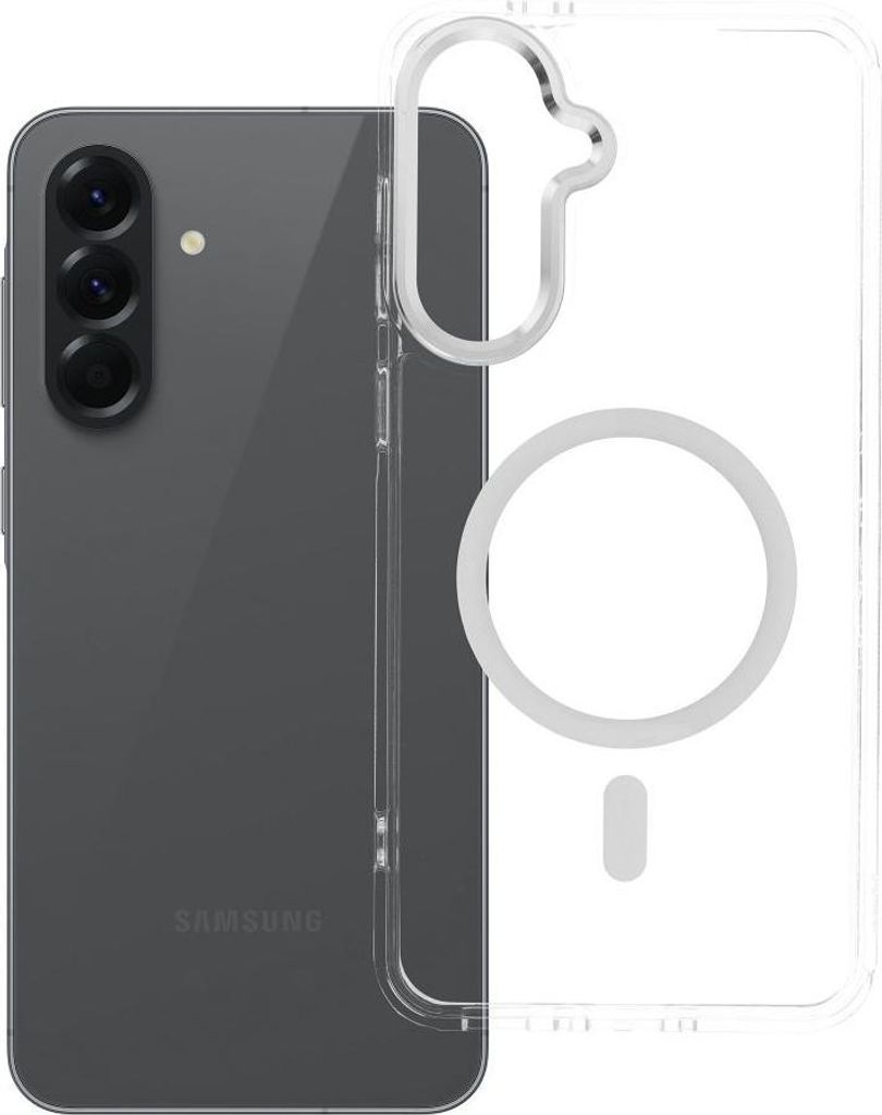Case passend für Samsung A56 Frame Clear Hybrid Mag Cover kompatibel mit MagSafe transparent