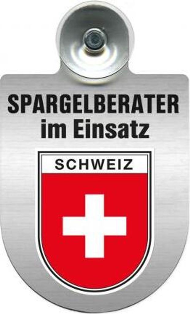 Einsatzschild mit Saugnapf - Spargelberater im Einsatz - incl. Regionenwappen 393835 Color - Region Schweiz