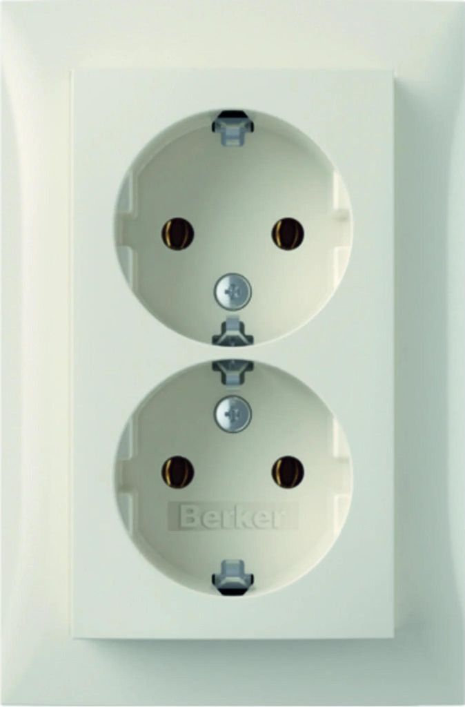 BERKER Doppelsteckdose SCHUKO m 47748989 Abdeckplatte Berker S.1 pws glänzend