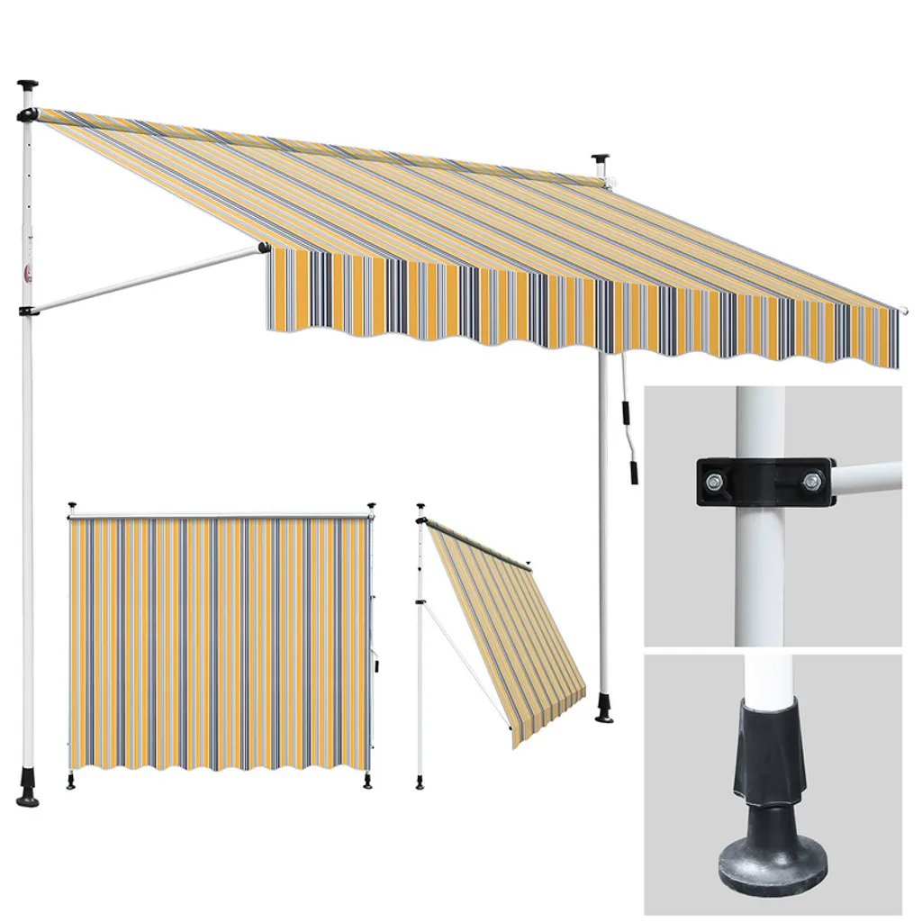 Tenda da Sole Retrattile 4x1.2m | Protezione UV Balcone Senza Fori