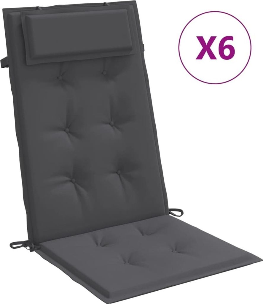 Hochlehner-Auflagen 6 Stk. Anthrazit Oxford-Gewebe