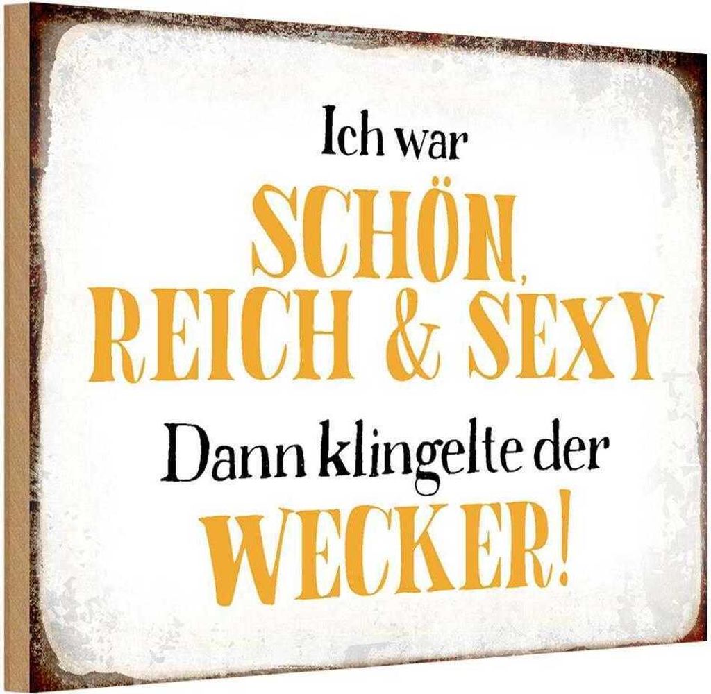 vianmo Holzschild 20x30 cm ich schön reich sexy dann Wecker Spruch Zitat