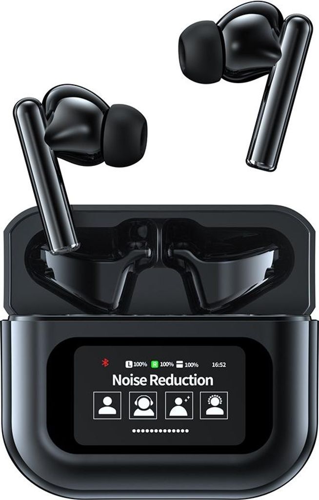 INF Schwarze kabellose Bluetooth 5.0 Kopfhörer mit ANC und LCD Touch