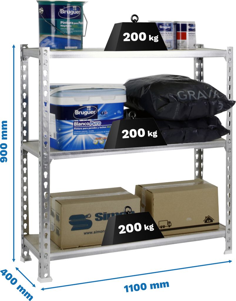 MADERCLICK SUPERPLUS 3/400 900 GALVA/MADEIRA Metallregal