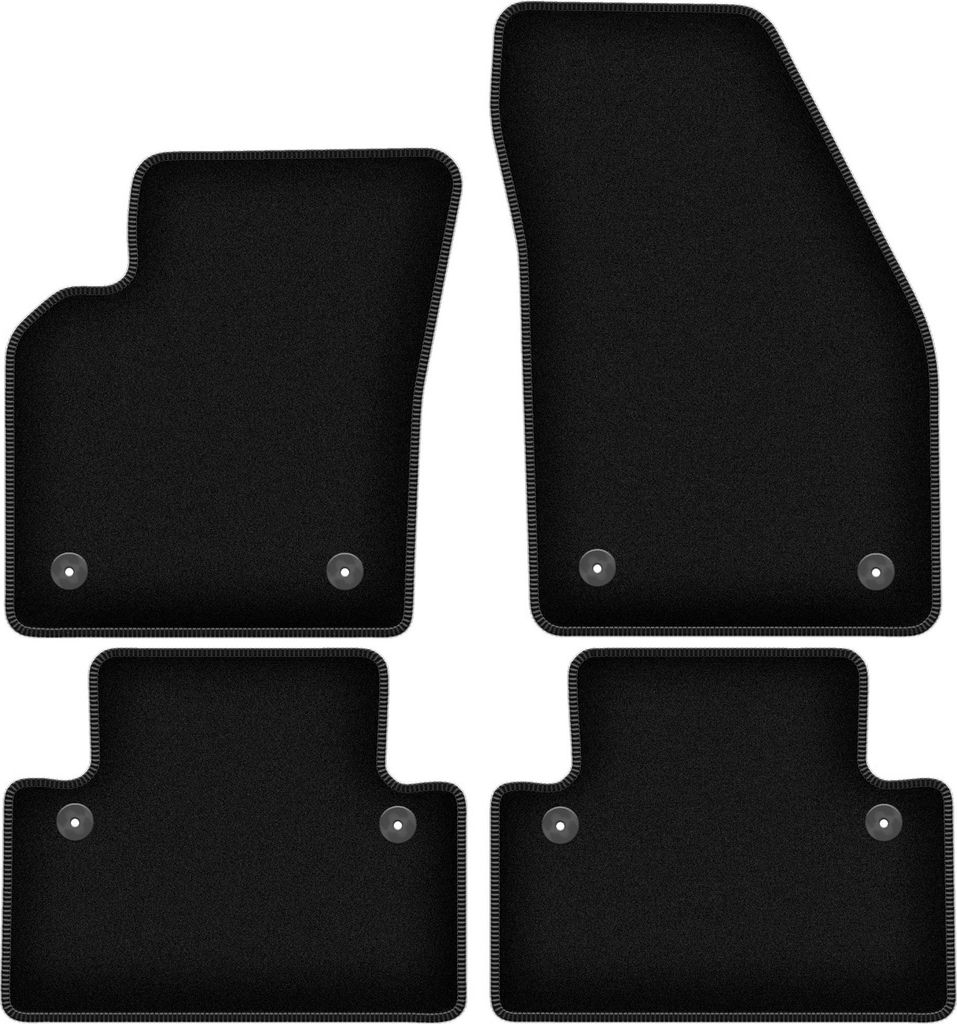 Wielganizator Velours-Autoteppiche – passend für Volvo S40 II (Limousine, Bj. 2004-2012) – schwarz, passgenau, mit Befestigungen set 4 Stk.