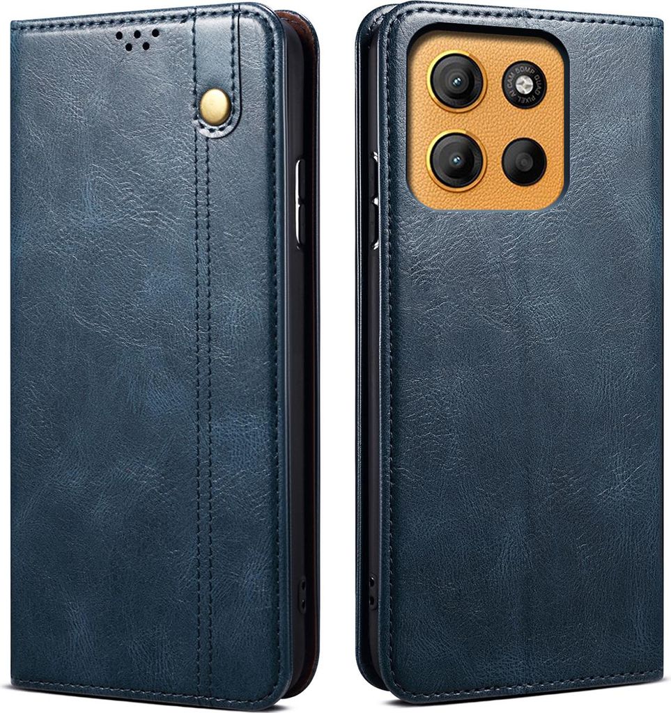 Hülle für Motorola Moto G15 Leder Brieftasche Schutzhülle mit Standfunktion Blau