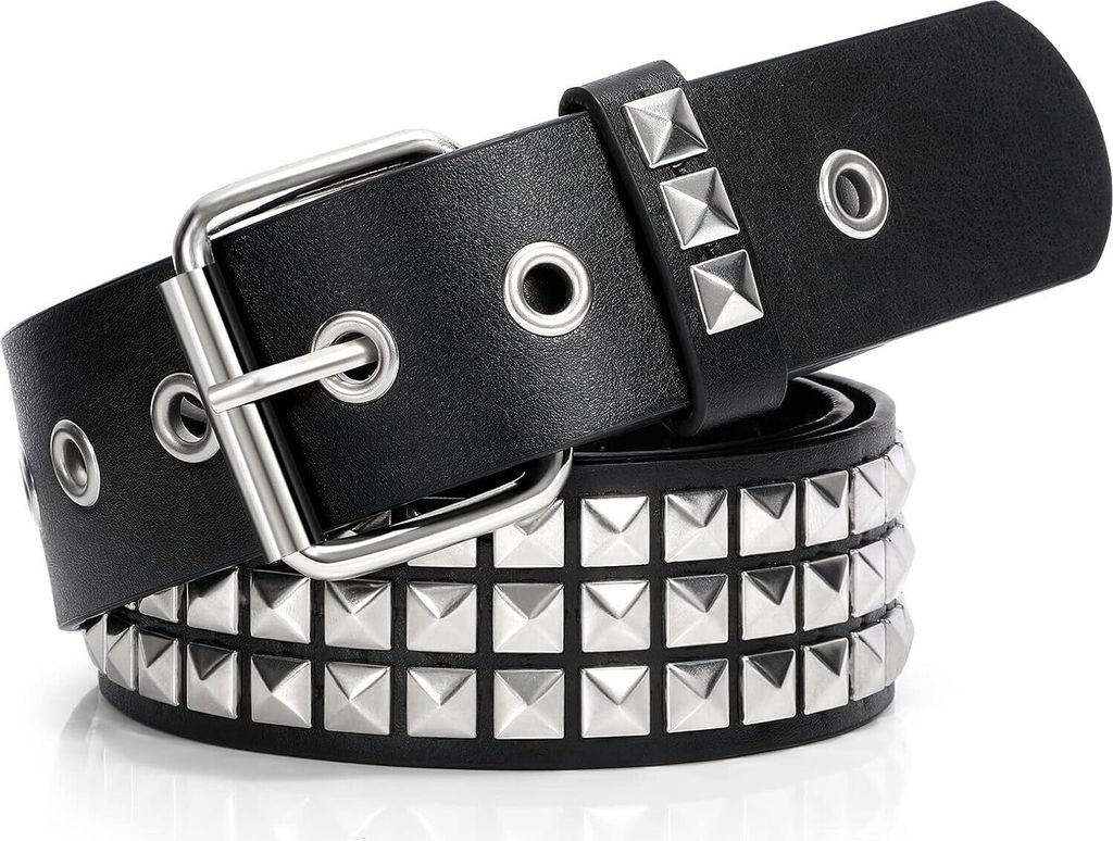 Nietengürtel Leder Metall Punk Rock Nietengürtel für Produktbild 