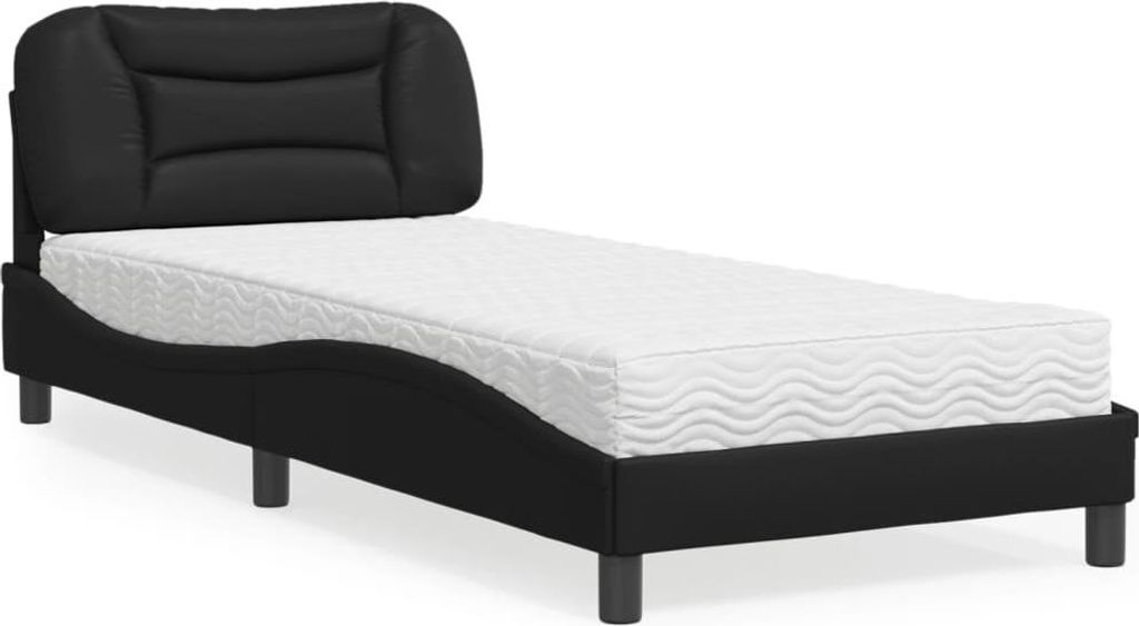 vidaXL Bett mit Matratze "Hvar" Schwarz 80x200 cm Kunstleder