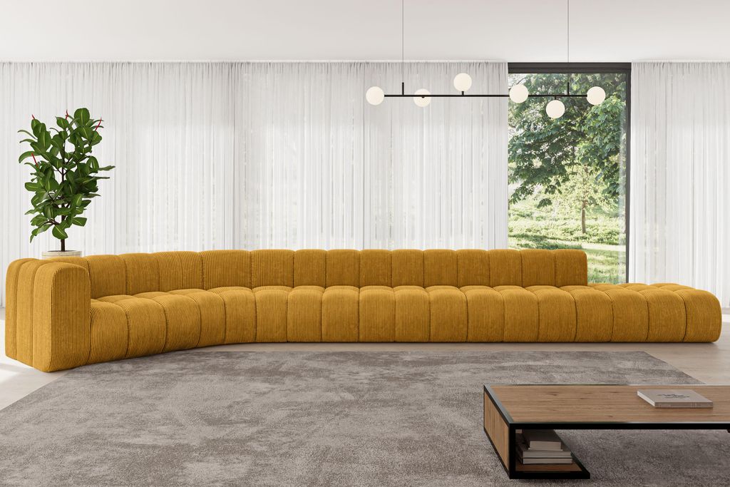 ALTDECOR Modulares Sofa Ecksofa in L-Form - Tilmo-L3 - 581x194x70 cm Senfgelb - Corner modular Sofa Eckcouch Couch Wohnlandschaft Cauchsofa Bodenso...