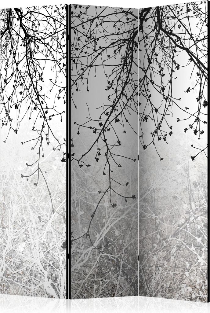 Neuheit! Dekorativer Paravent Raumteiler Trennwand Foto-Paravent Spanische Wand XXL ZWEIGE NATUR BETON OPTIK 135x172 cm b-C-0953-z-b