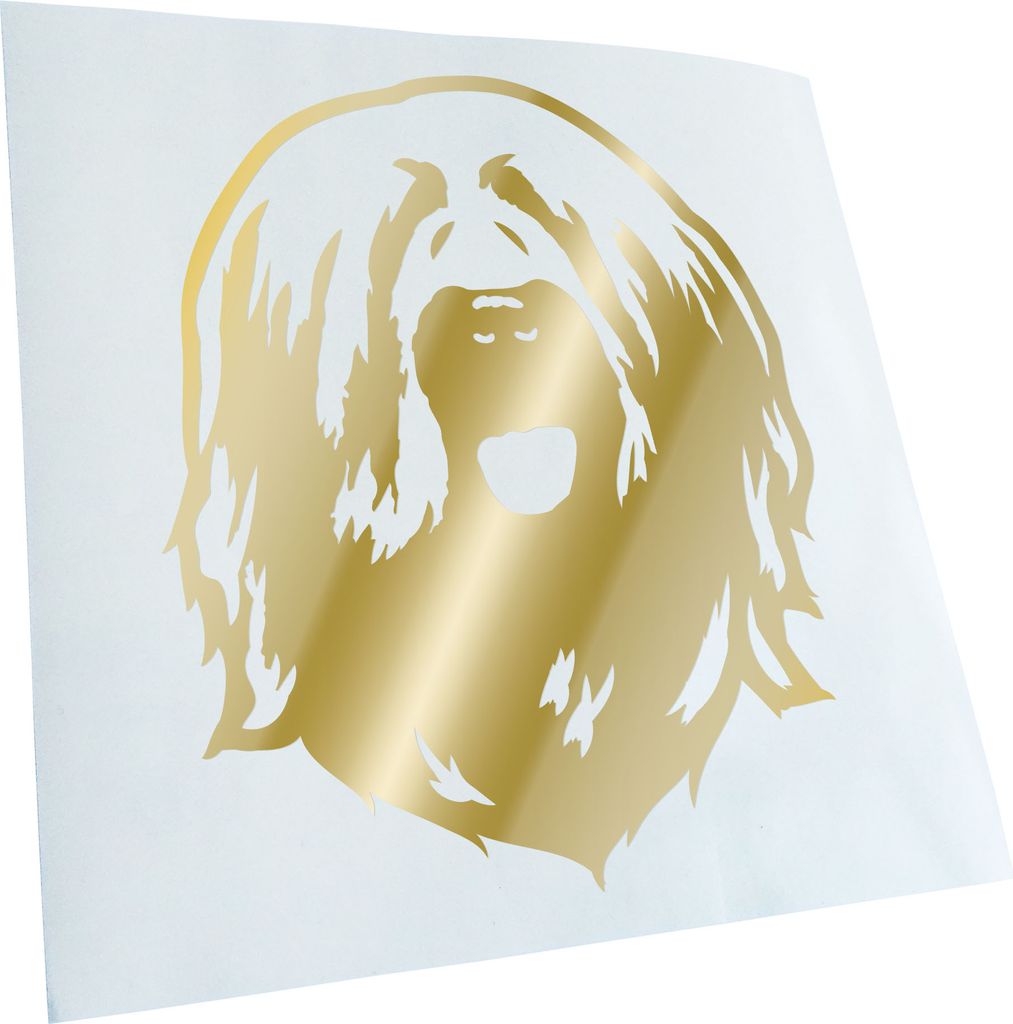 Kiwistar - Autoaufkleber - Briard Hund - Goldchrom - 60x50cm - Aufkleber für Auto, Laptop, Fahrrad, LKW, Motorrad mehrfarbig JDM Decal Racing