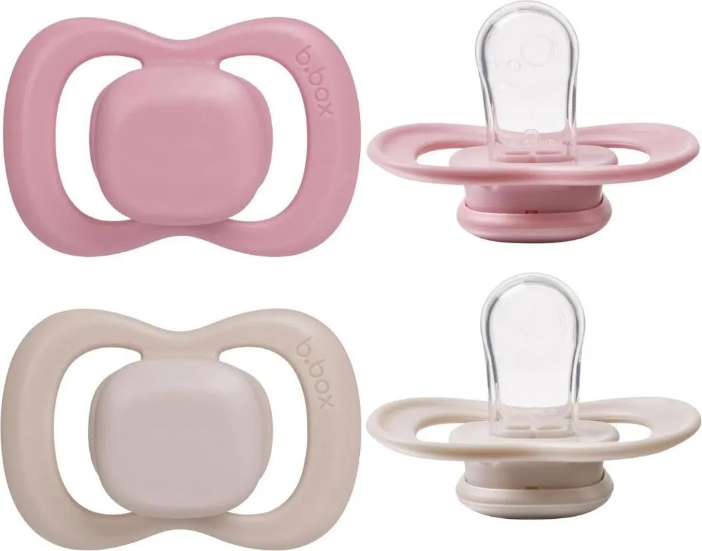 Lot de 2 Tétines orthodontiques 0-6m silicone souple B.Box colorées