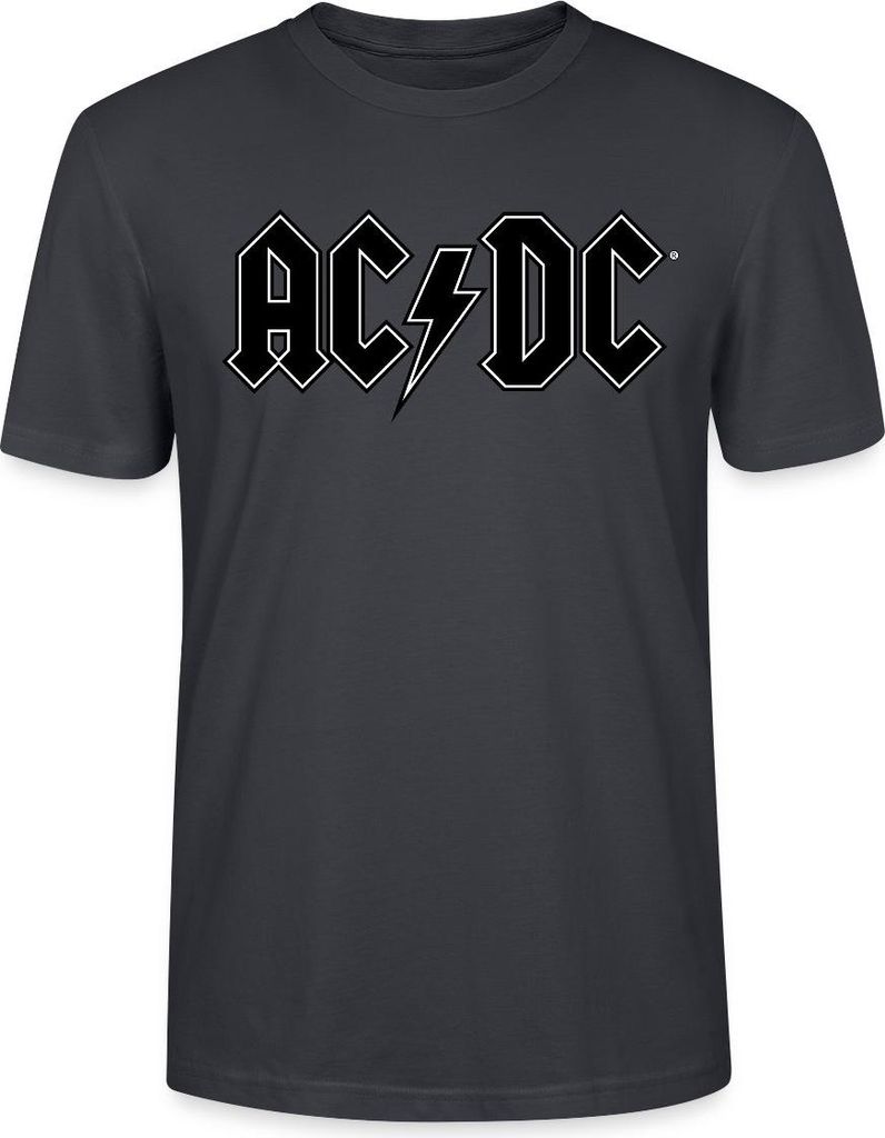 Spreadshirt AC/DC Schwarzes Logo Mit Blitz Uni Bio T-Shirt, XXL, Dunkles Graublau