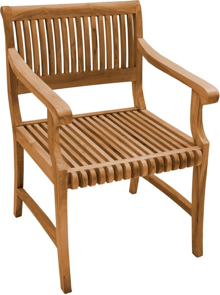 Teako Design Armlehnstuhl Cremona aus massivem Teakholz – Gartenstuhl, robust, witterungsbeständig, Teak Möbel