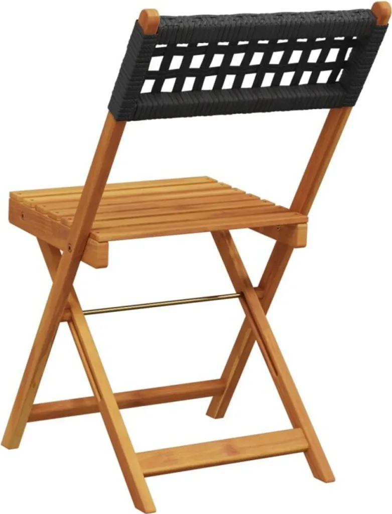 Sedie 2 pz Legno Massiccio Acacia Nera e Poly Rattan - Minimal Design - 7