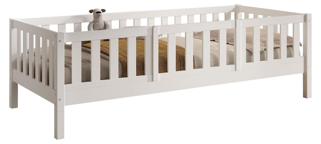 Tagesbett Kapua 90x200 mit Rausfallschutz Kiefer Massivholz weiß