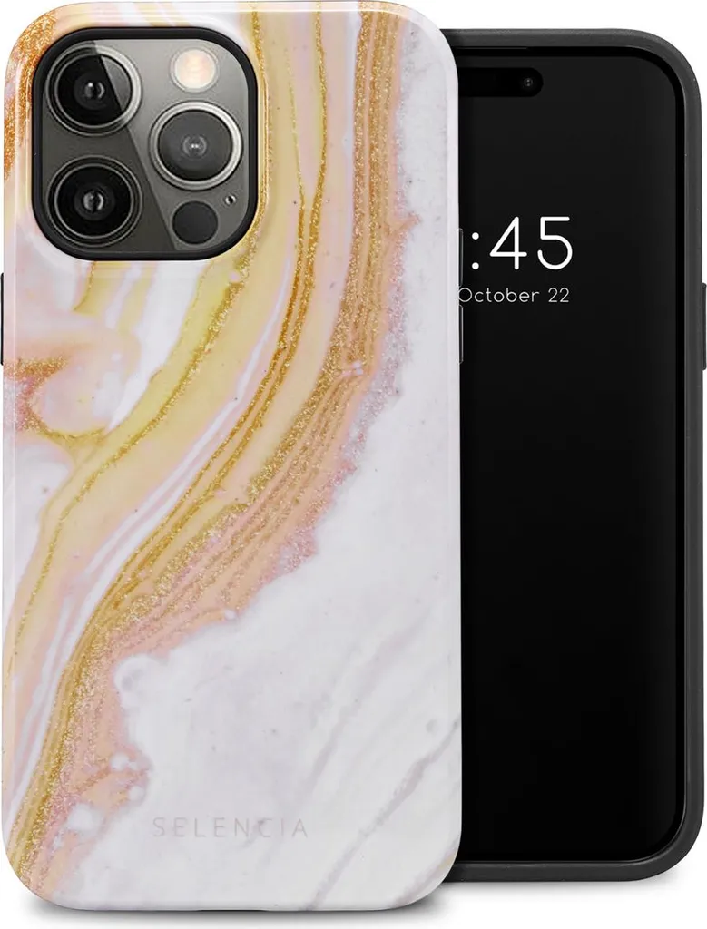 Selencia Vivid iPhone 14 Pro Max Cover - Chic Marble Gold Elegante