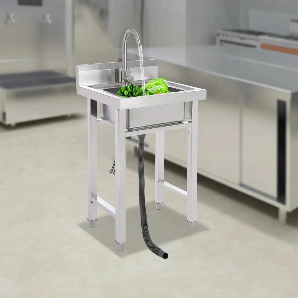 Évier simple indépendant en inox brossé 35x31 cm avec robinet 360° - 10