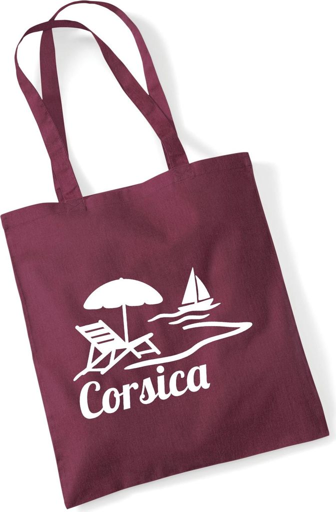 Huuraa Jutebeutel Corsica Frankreich 10 Liter Burgundy Baumwolle Tasche Geschenkidee