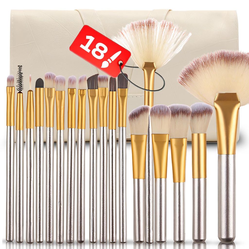 18 teile Professionelle Make-Up Pinsel Pinselset Schminkpinsel Augenbrauen Profi Brush Makeup Set Kosmetik DIY Pinsel Acryl Make Up mit Tasche Retoo