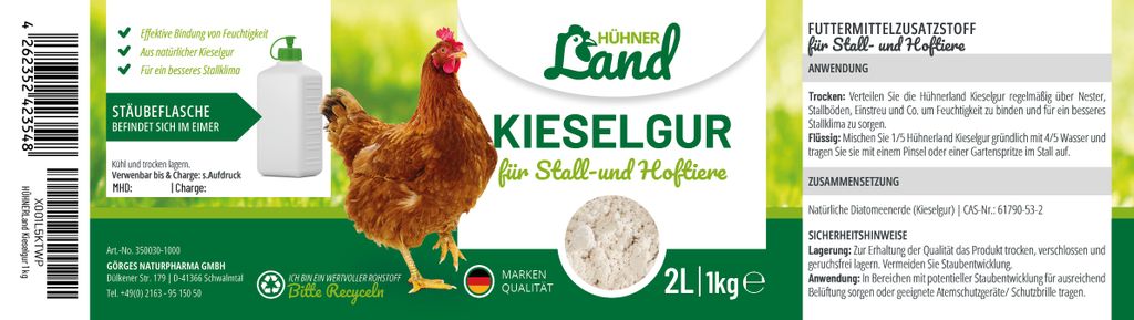 HÜHNER Land Kieselgur, Kieselgur für Hühner 1 kg – reines Produktbild 6