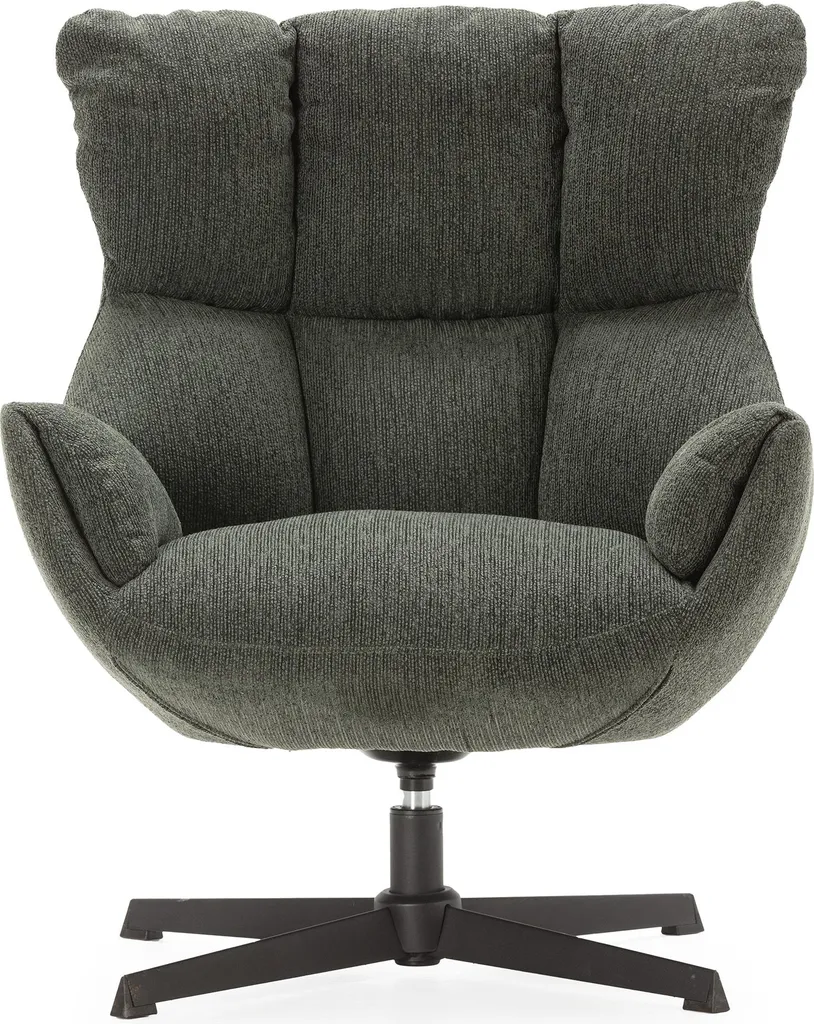 Chaise Fauteuil de Salon Matelassé ODETTE avec Pieds Métal Noir Calicosy