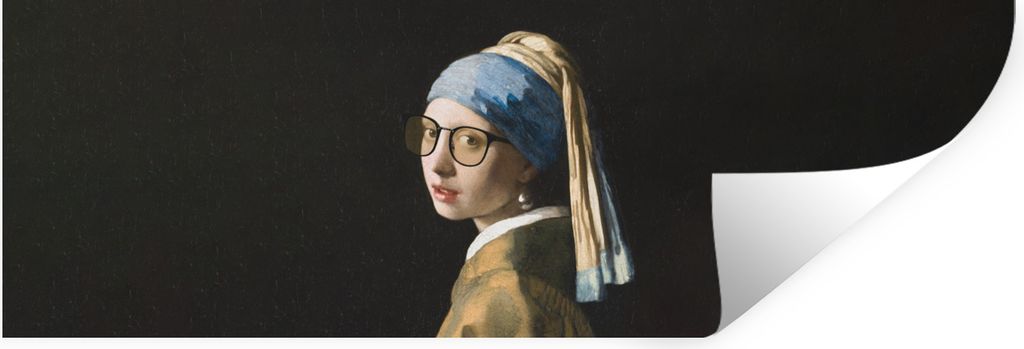 MuchoWow Wandtattoo Wandsticker Wandaufkleber Das Mädchen mit dem Perlenohrring - Johannes Vermeer - Brillen 90x30 cm Selbstklebend und Repositi...