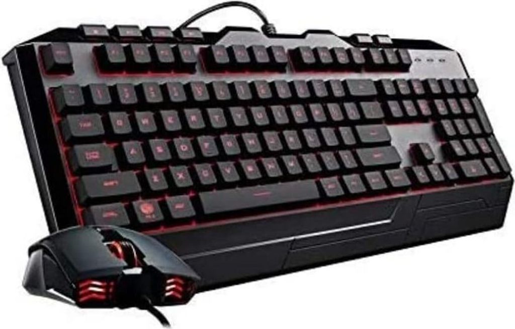 Tastatur & Gaming Maus - Membran-Tastatur mit 7 Farben LED-Beleuchtung, Dedizierte Multimedia-Tasten und Handgelenkauflage, Gaming M110 Maus - AZERTY