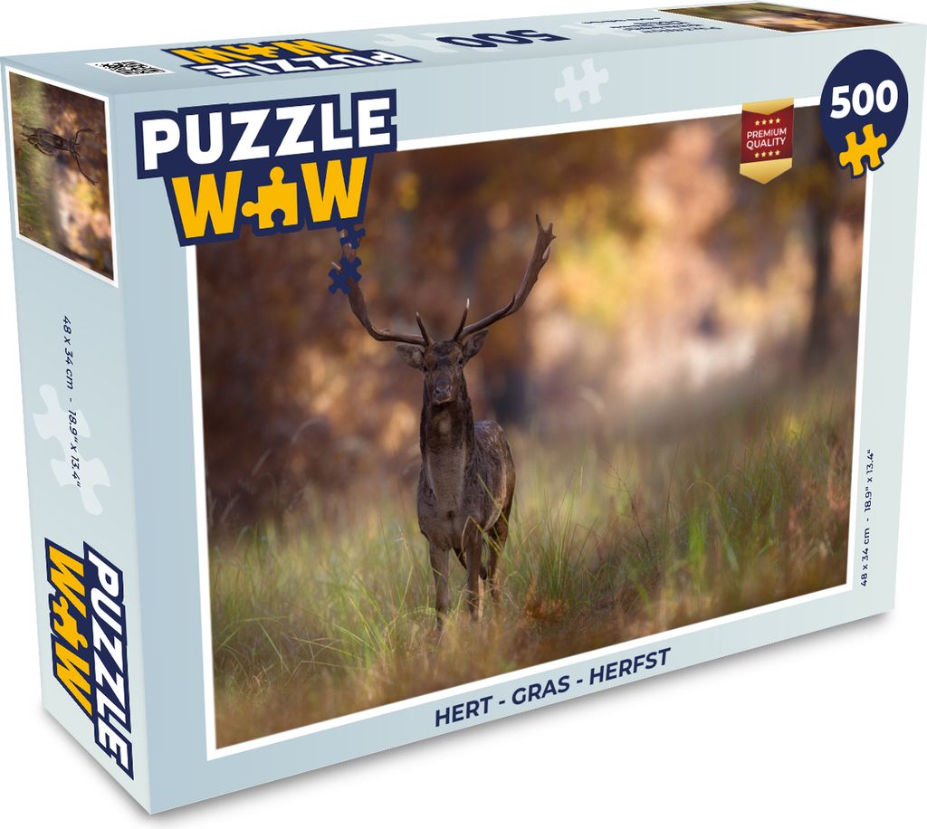 MuchoWow Puzzle 500 Teile Hirsche - Gras - Herbst - 500 Teile - Kinder - Selberbauen - Puzzlespiele