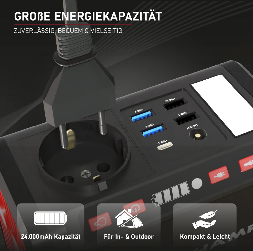 Loadchamp Powerbank mit Steckdose 24000mAh Produktbild 3