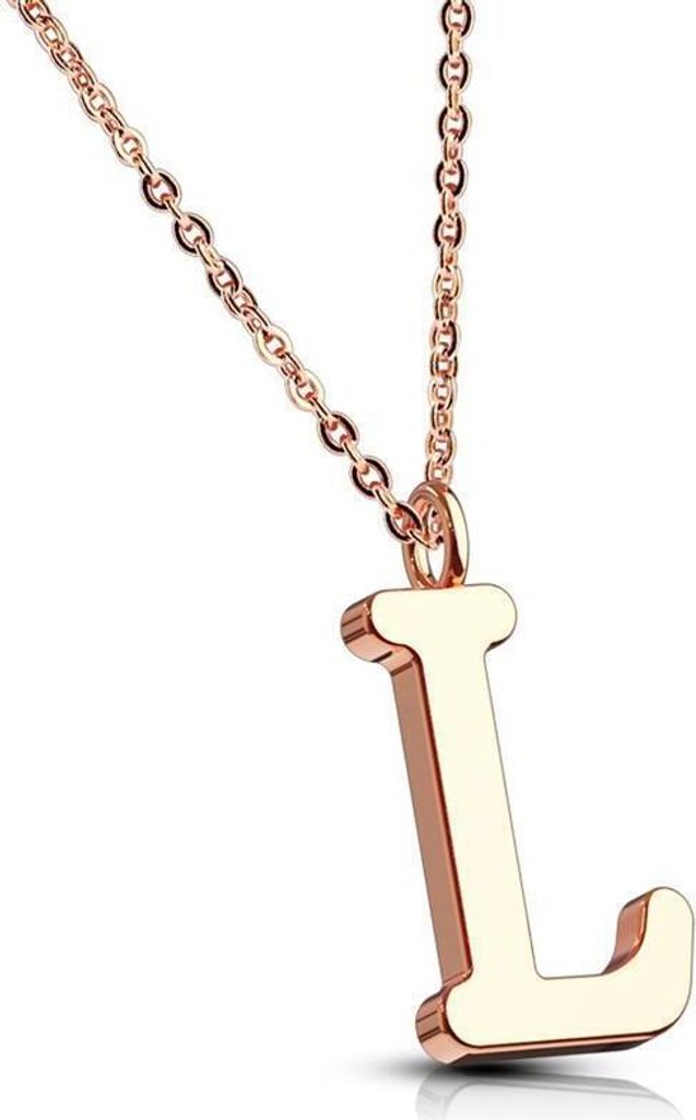 L - Kette Buchstaben Anhänger Rosegold aus Edelstahl Damen L