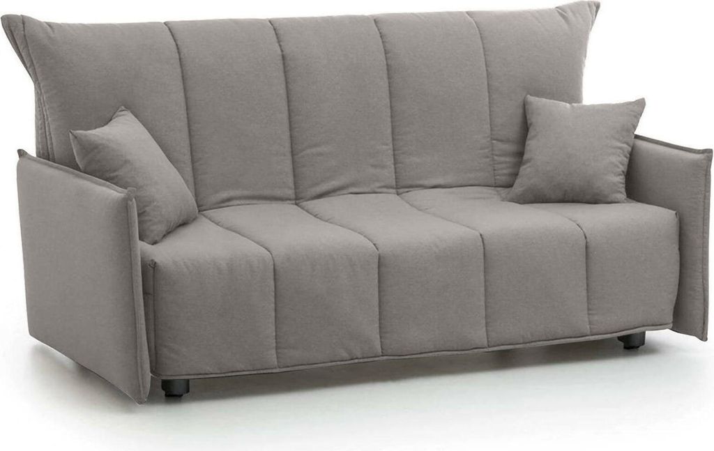 Schlafsofa Dabam, 3-Sitzer-Sofa, 100% Italy, Wohnzimmersofa mit Trolley-Öffnung, aus gepolstertem Stoff, inklusive Kissen, Cm 165x90h85, Grau