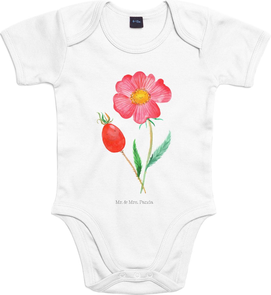 Mr. & Mrs. Panda Strampler Blume Hagebutte 12. - 18. Monat - Heather Grey - Geschenk, Garten, babykleidung body, Kurzarmbody, Einteiler, Lebensfreu...