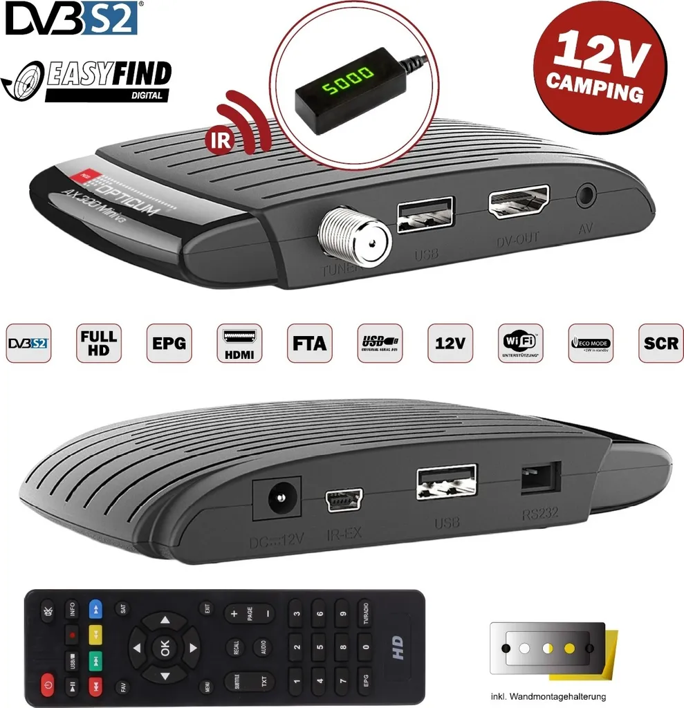 Décodeur Satellite Numérique HD AX 300 mini V3 - Format Compact Invisible - 19