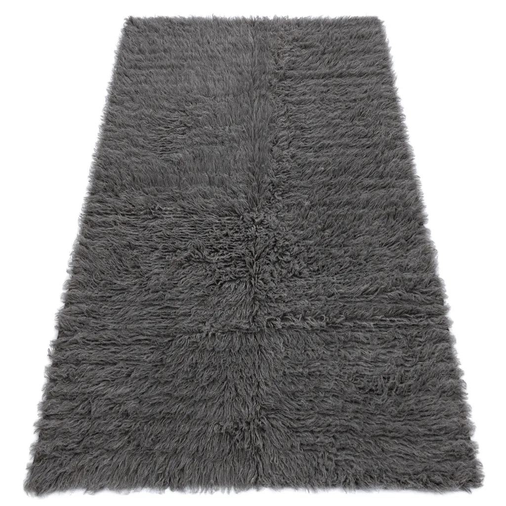 Plaid Flokati Gris 150x200 pour Canapé et Lit - Laine Chaude Naturelle