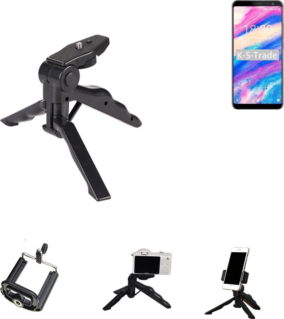 K-S-Trade Stativ Tisch-Ständer Dreibein Handy-Stativ Ständer kompatibel mit UMIDIGI A1 Pro Mini-Stativ Smartphone Tripod Handy-Stativ aus Plastik