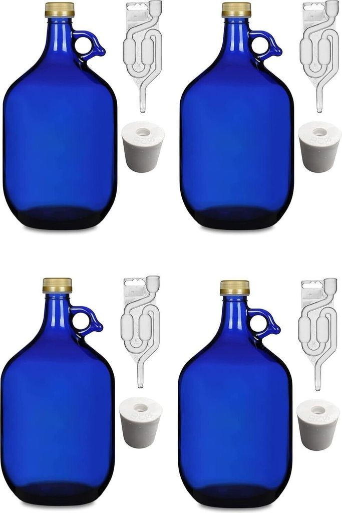 4 x 5L Premium blaue Flasche +STOPFEN +GÄRRÖHRCHEN Produktbild 1